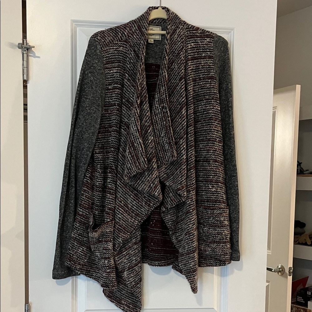 Lucky Brand Gray and Maroon Women's Cardigan